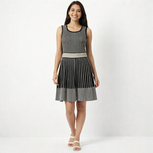 Kate Spade New York Womens Dress Small Black White Stripe Stretch Knit Cocktail